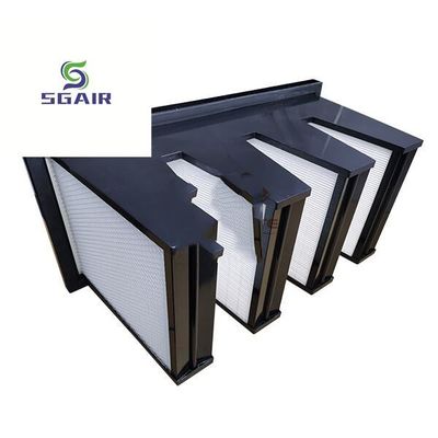 Filtre à air à haute efficacité à haute capacité V Bank H13 500Pa noir