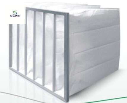 Large capacité de retenue de poussière Filtre à poche en fibres synthétiques moyennes Cadre en acier galvanisé