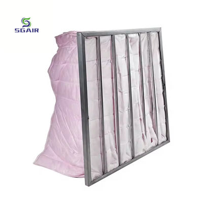 Filtre à air de poche à cadre galvanisé avec un rendement de filtration de 1 à 5 μM pour AHU