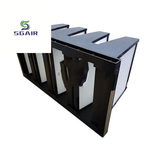 Filtre à air à haute efficacité à haute capacité V Bank H13 500Pa noir