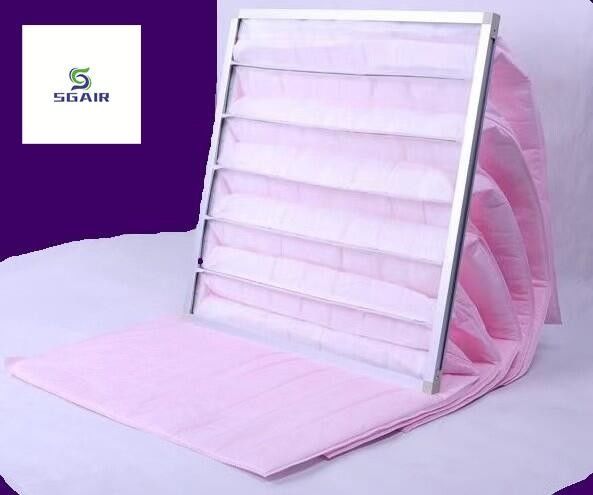 Filtres de purificateur d' air synthétique de 595 mm soufflés en fusion, Filtre à sacs F7 Jaune